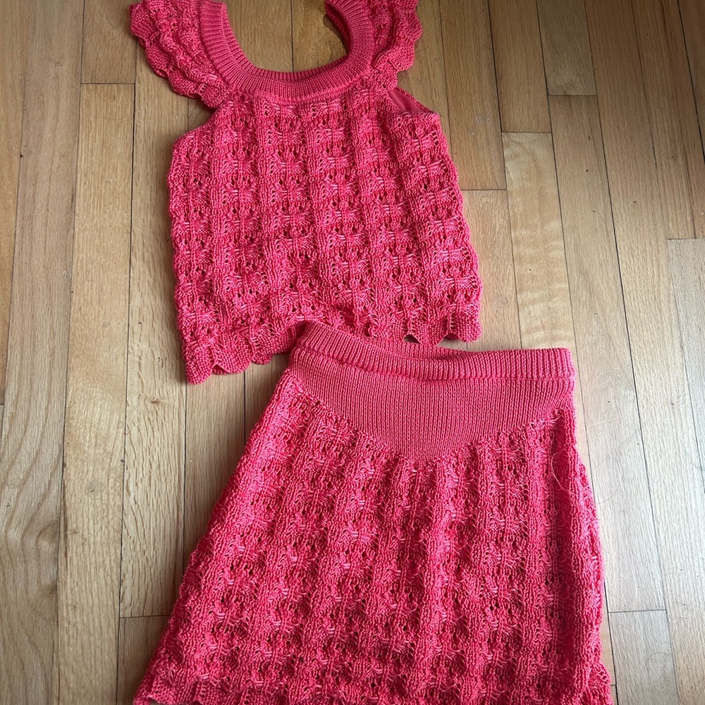 Haute Hippie Deep Orange  Matching Set Skirt